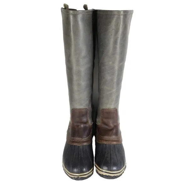 Sorel Women's Slimpack US6,5 Gray Leather Tall Waterproof Equestrian Snow Boots