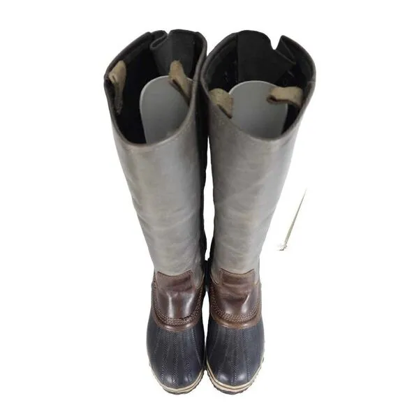 Sorel Women's Slimpack US6,5 Gray Leather Tall Waterproof Equestrian Snow Boots