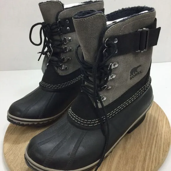 Sorel Womens Suede Waterproof Winter Fancy Lace II Boots Black/Kettle Size 10 US