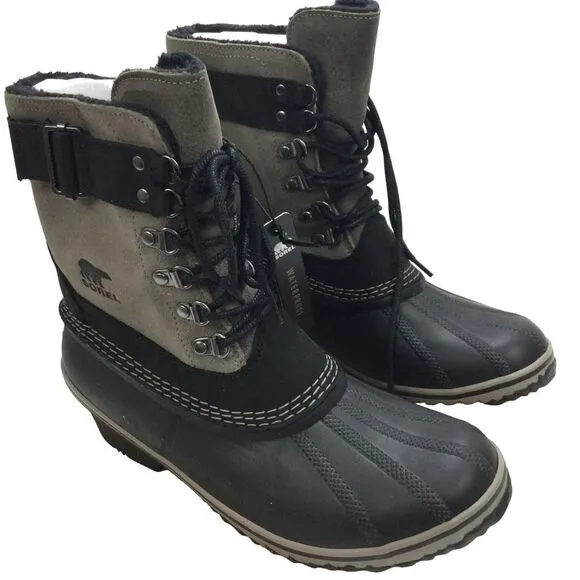 Sorel Womens Suede Waterproof Winter Fancy Lace II Boots Black/Kettle Size 10 US