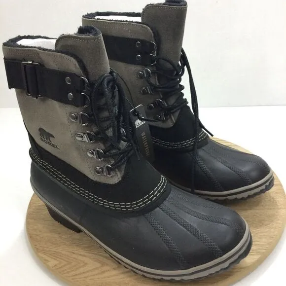 Sorel Womens Suede Waterproof Winter Fancy Lace II Boots Black/Kettle Size 10 US