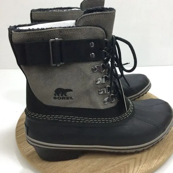 Sorel Womens Suede Waterproof Winter Fancy Lace II Boots Black/Kettle Size 10 US