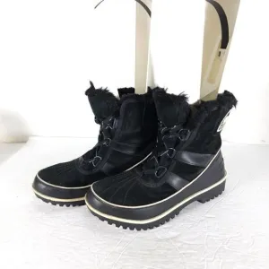 Sorel Women's TIVOLI II US 7 Black Suede Faux Fur Lined Winter Snow Boots