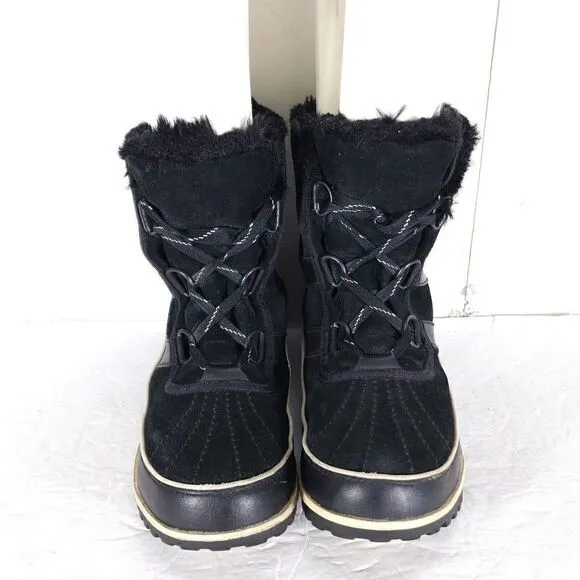 Sorel Women's TIVOLI II US 7 Black Suede Faux Fur Lined Winter Snow Boots