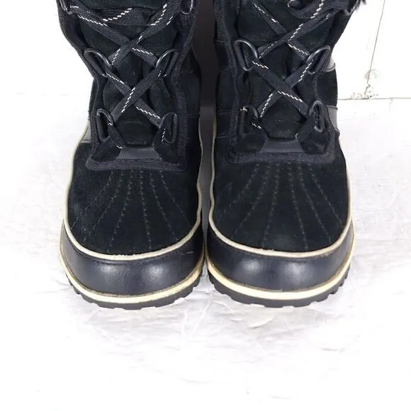 Sorel Women's TIVOLI II US 7 Black Suede Faux Fur Lined Winter Snow Boots