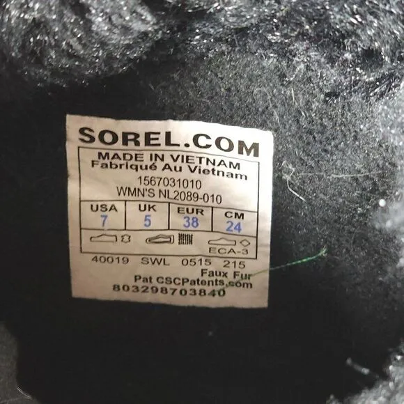 Sorel Women's TIVOLI II US 7 Black Suede Faux Fur Lined Winter Snow Boots