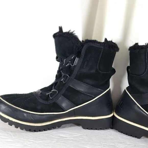 Sorel Women's TIVOLI II US 7 Black Suede Faux Fur Lined Winter Snow Boots