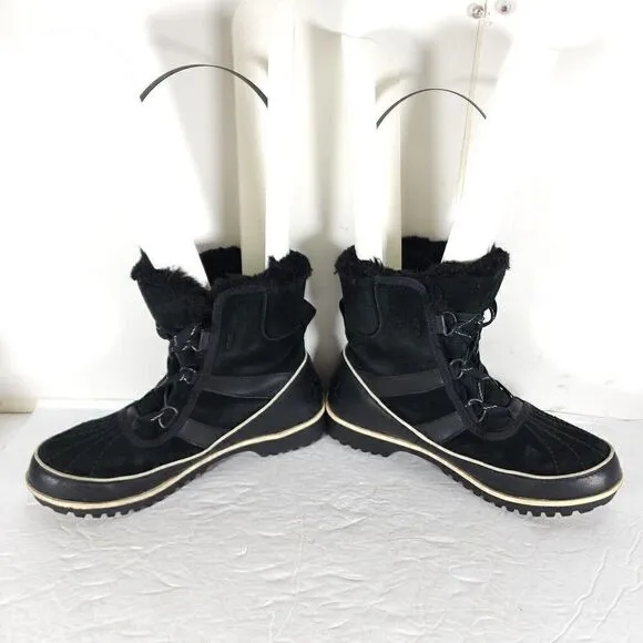 Sorel Women's TIVOLI II US 7 Black Suede Faux Fur Lined Winter Snow Boots
