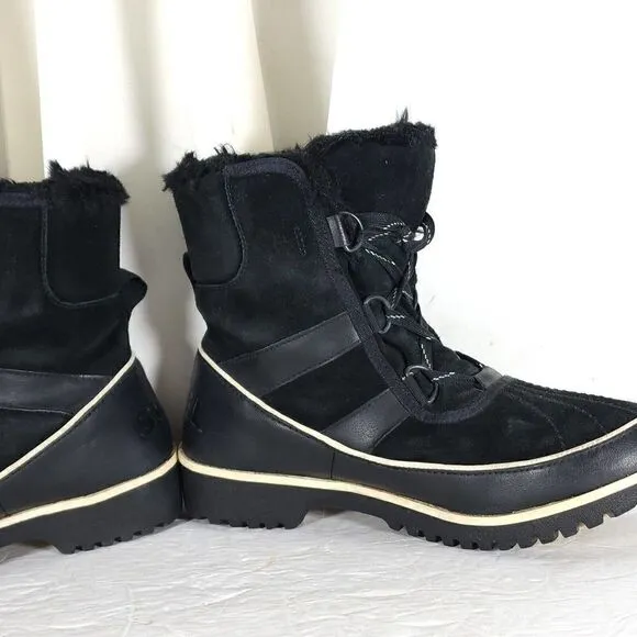 Sorel Women's TIVOLI II US 7 Black Suede Faux Fur Lined Winter Snow Boots