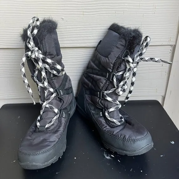 Sorel Women's Whitney II Tall Lace Black Winter Snow Boots Size 7