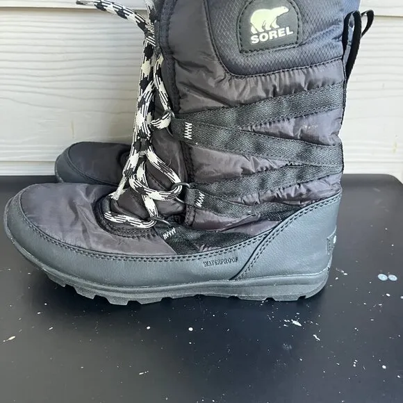 Sorel Women's Whitney II Tall Lace Black Winter Snow Boots Size 7