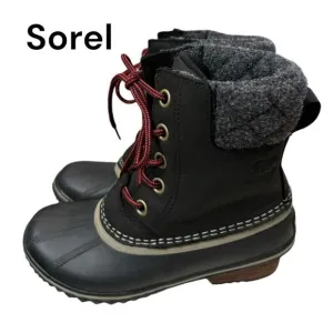 Sorel Women's Slimpack II Lace Black Kettle Waterproof Snow Boots with Box 6