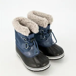Sorel Yoot Pac Navy Blue Nylon Waterproof Snow Boots Duck Toe Boys Kids Size 8