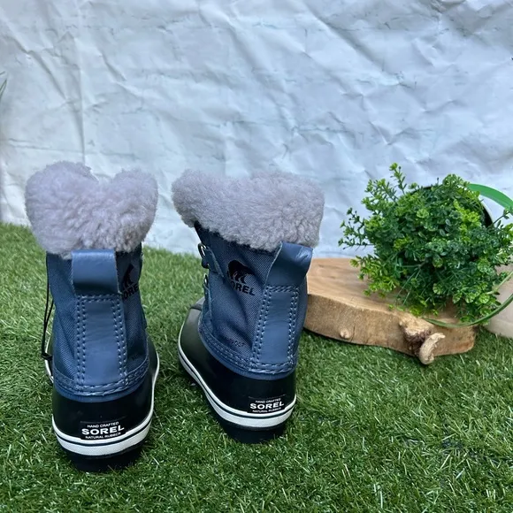 Sorel Yoot Pac Navy Blue Nylon Waterproof Snow Boots Duck Toe Boys Kids Size 8