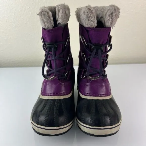 Sorel Yoot Pac Nylon Kids Purple Snow Winter Boots Sz US 2 Waterproof