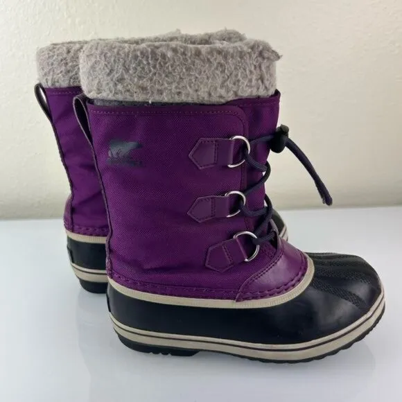Sorel Yoot Pac Nylon Kids Purple Snow Winter Boots Sz US 2 Waterproof