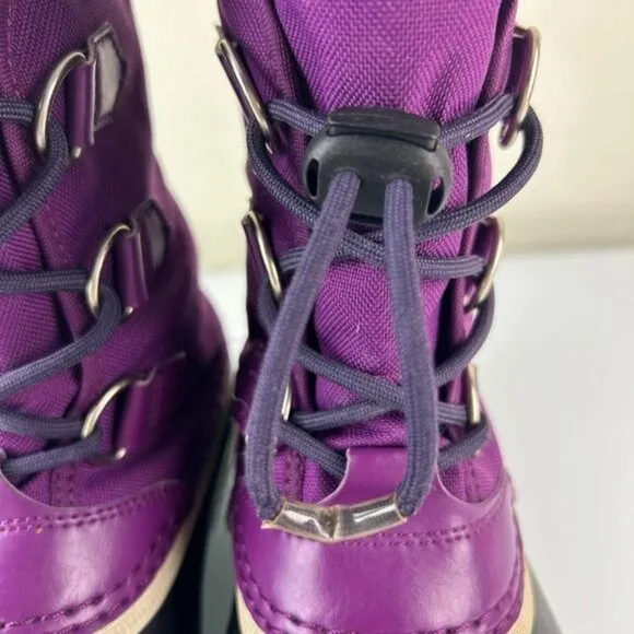 Sorel Yoot Pac Nylon Kids Purple Snow Winter Boots Sz US 2 Waterproof