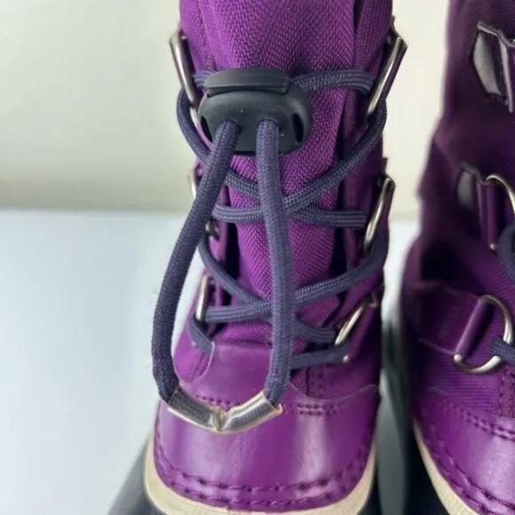Sorel Yoot Pac Nylon Kids Purple Snow Winter Boots Sz US 2 Waterproof