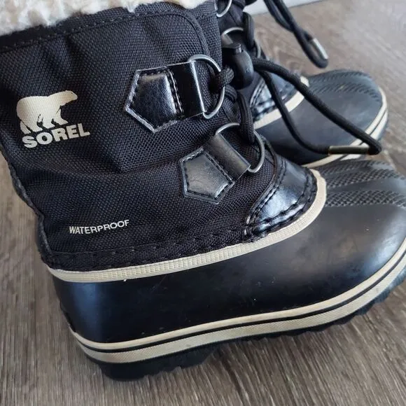 SOREL Yoot Pac Nylon Winter Snow Boots Black Toodler Size 10