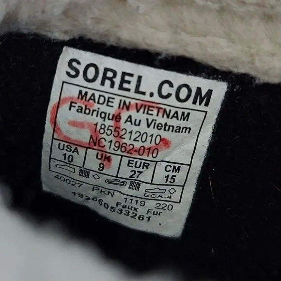 SOREL Yoot Pac Nylon Winter Snow Boots Black Toodler Size 10