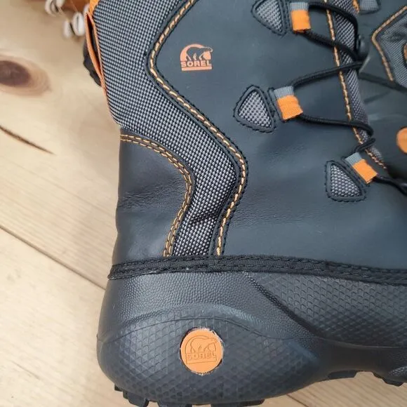 Sorel Youth 5/Women 6 Winter Snow Boots &quot;Icepack&quot; Black Orange Tech Lite EUC