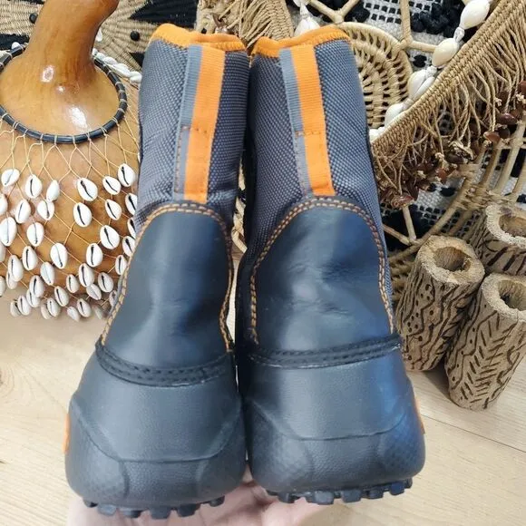 Sorel Youth 5/Women 6 Winter Snow Boots &quot;Icepack&quot; Black Orange Tech Lite EUC