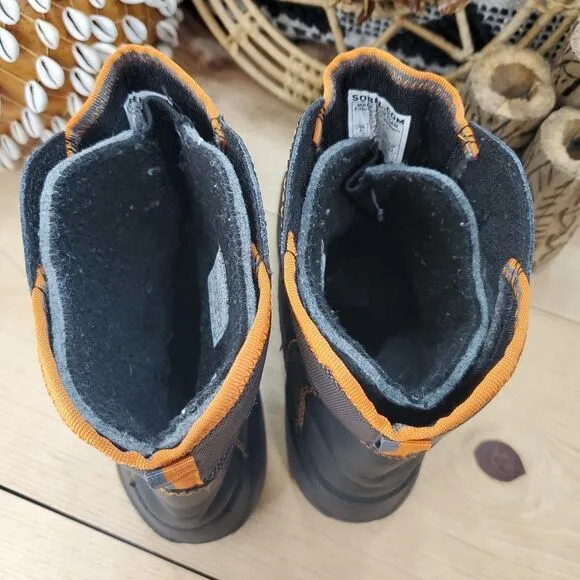 Sorel Youth 5/Women 6 Winter Snow Boots &quot;Icepack&quot; Black Orange Tech Lite EUC