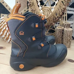 Sorel Youth 5/Women 6 Winter Snow Boots &quot;Icepack&quot; Black Orange Tech Lite EUC
