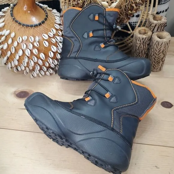 Sorel Youth 5/Women 6 Winter Snow Boots &quot;Icepack&quot; Black Orange Tech Lite EUC