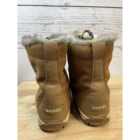 Sorel Youth Girls Size 3 Natural Tan Whitney Suede Leather Snow Boots