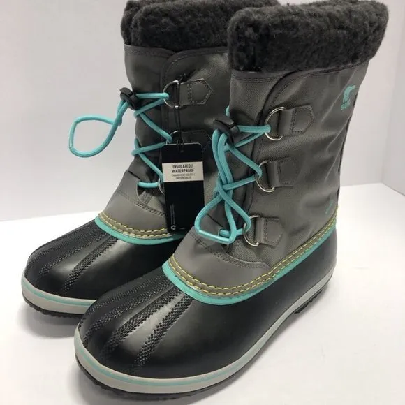 Sorel Youth Yoot Pac Nylon, Gray Waterproof Winter Boots, Big Kids’ 7M