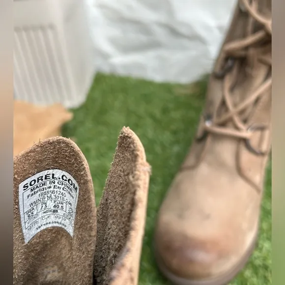 SOREL🔴Joan of Arctic Wedge boots waterproof womens size 9.5 Nude