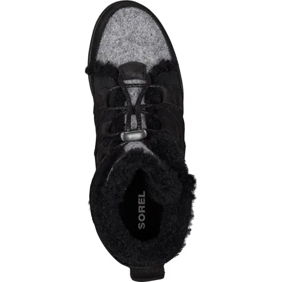 Sorel Joan Of Arctic Wedge Cozy Boots Black Gray Suede Waterproof Size 11