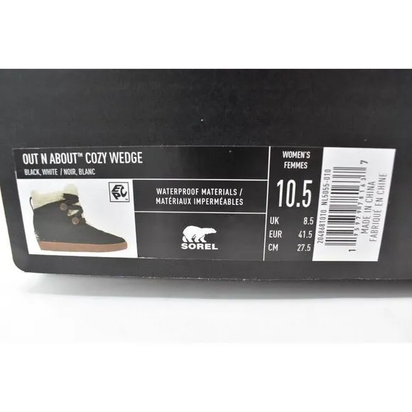 Sorel Women Size 10.5 Out N About Cozy Wedge Faux Shearling Winter Booties Boots