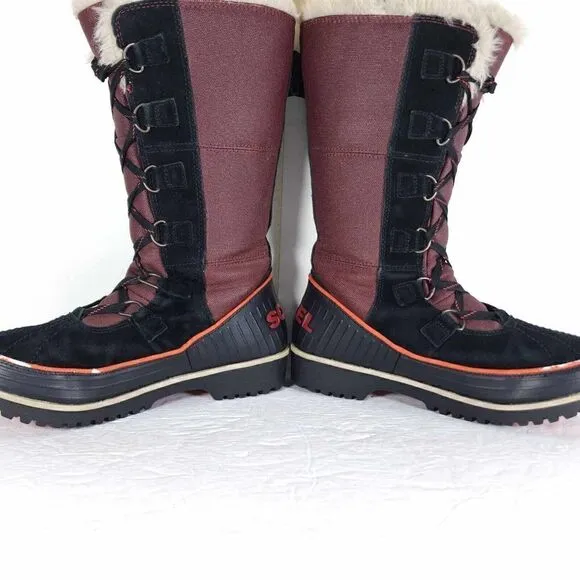 Sorel Women's TIVOLI High II US7,5 Madder Brown Lined Faux Fur Snow Boots