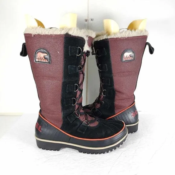 Sorel Women's TIVOLI High II US7,5 Madder Brown Lined Faux Fur Snow Boots