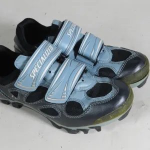 Speicalzed Kids Bicycle Riding Shoes Black &amp; Baby Blue Childs Size 5.5 (EUR 36)