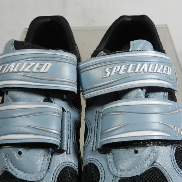Speicalzed Kids Bicycle Riding Shoes Black &amp; Baby Blue Childs Size 5.5 (EUR 36)