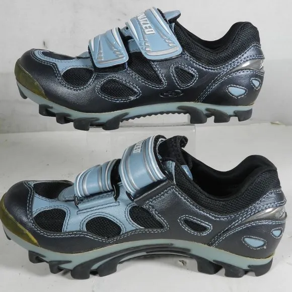Speicalzed Kids Bicycle Riding Shoes Black &amp; Baby Blue Childs Size 5.5 (EUR 36)