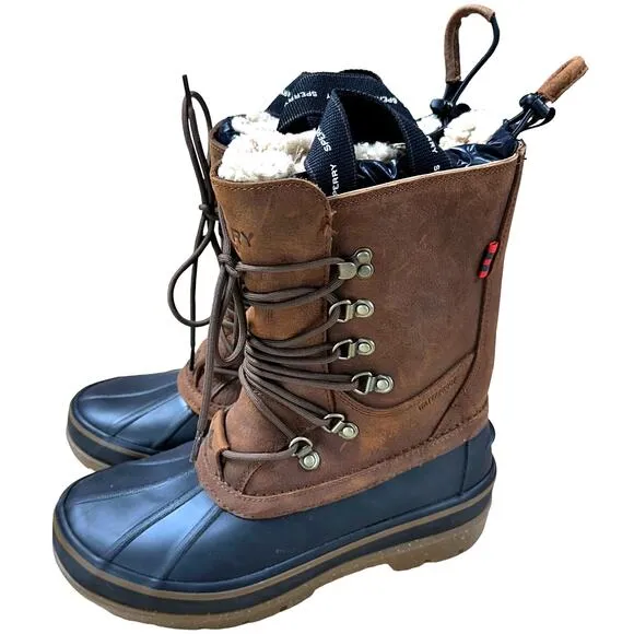Sperry Men's Ice Bay Black and Tan Winter Boots STS22567 Men's Size 9 NWOB