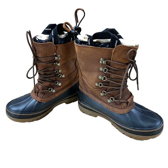 Sperry Men's Ice Bay Black and Tan Winter Boots STS22567 Men's Size 9 NWOB