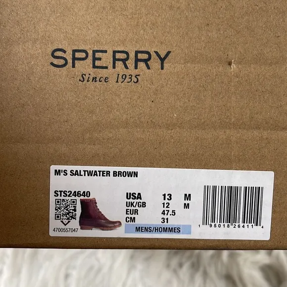 Sperry Men’s Saltwater Top Sider Duck Rain Boots Brown Size 13 NEW