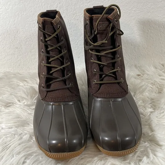 Sperry Men’s Saltwater Top Sider Duck Rain Boots Brown Size 13 NEW