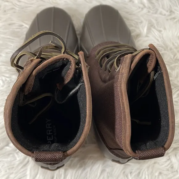 Sperry Men’s Saltwater Top Sider Duck Rain Boots Brown Size 13 NEW