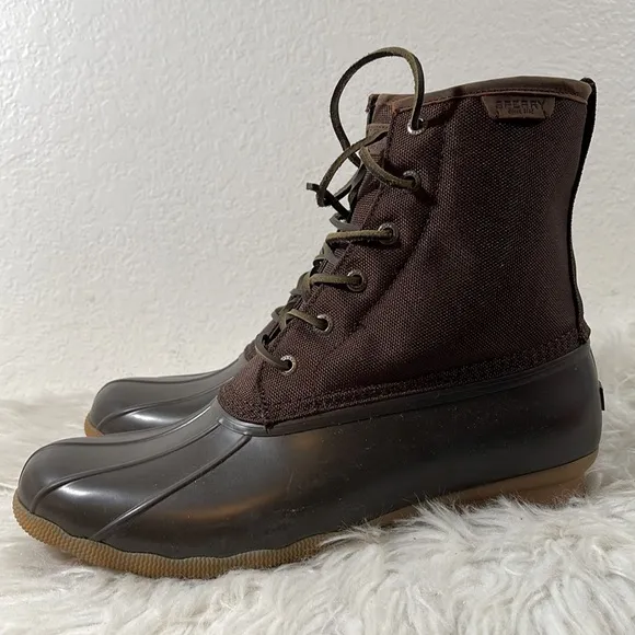 Sperry Men’s Saltwater Top Sider Duck Rain Boots Brown Size 13 NEW