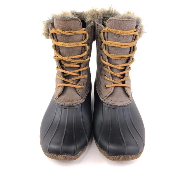 Sperry WhiteWater Brown Leather Duck Winter Boots 8M