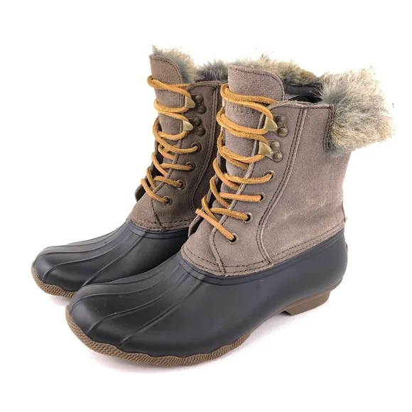 Sperry WhiteWater Brown Leather Duck Winter Boots 8M