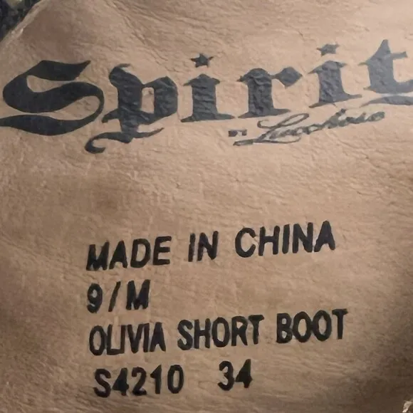 Spirit by Lucchese Size 9 Leather Olivia Short Ankle Boots Zip Moto Western