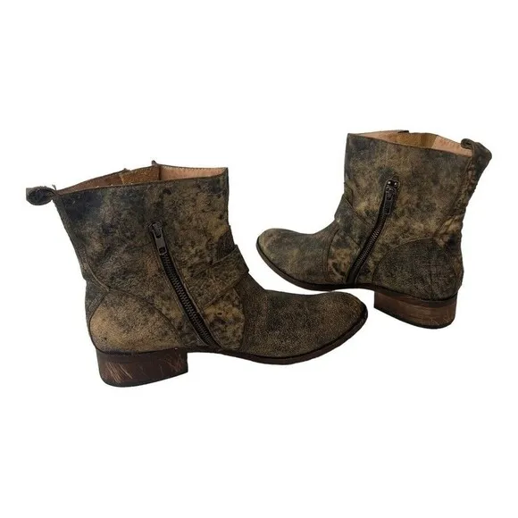 Spirit by Lucchese Size 9 Leather Olivia Short Ankle Boots Zip Moto Western
