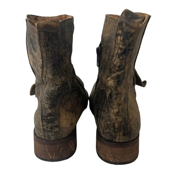 Spirit by Lucchese Size 9 Leather Olivia Short Ankle Boots Zip Moto Western